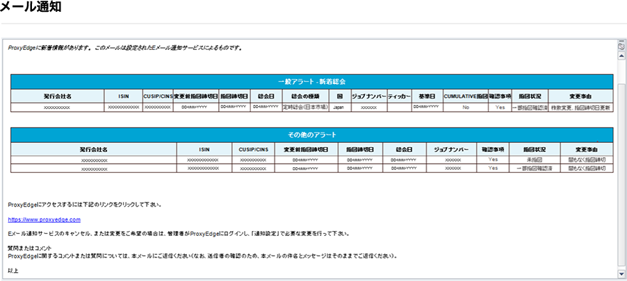 画面：メール通知